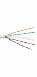 PremiumCord kabel UTP Cat6 4x2, lanko, AWG24/7, čistá měď , 305m box, plášť PVC, šedá
