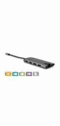 VERBATIM 49142 USB-C Multiport HUB, 3x USB 3.0, 1x USB-C, HDMI, LAN, SD, microSD, šedá dokovací stanice