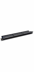 SOLARIX patch panel, CAT5E, 24 x RJ45, UTP s vyvazovací lištou, černý, 1U