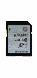 Kingston 64GB SDXC Class10 UHS-I (Read 45MB/s, Write 10MB/s)