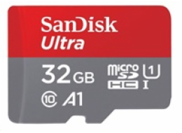 SanDisk MicroSDHC karta 32GB Ultra (120MB/s, A1 Class 10 UHS-I, Android - Tablet Packaging, Memory Zone App) + adaptér