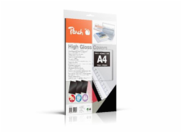PEACH PB100-17 A4 zadní, černý - balení 25 ks PEACH vazací zadní obaly, A4 250gsm, černé, vysoký lesk, 25 ks