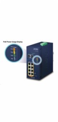 Planet IGS-1020PTF Průmyslový L2 PoE switch, 8x1Gb + 2xSFP, 802.3at 30/240W, IP30, -40~+75°C, 48-56VDC