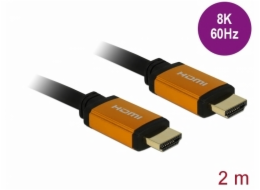 Delock - HDMI kabel - HDMI s piny (male) do HDMI s piny (male) - 2 m - trojnásobně stíněný - černá, zlatá - podpora 8K