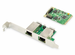 Karta sieciowa przewodowa mini PCI Express 2x RJ45 Gigabit 10/100/1000Mbps Low Profile