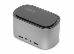 Digitus 11 portová dokovací stanice USB-C s krytem SSD 2x HDMI, DP, 4x USB-A, 2x USB-C, RJ45, AC, M.2 SSD