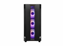 CHIEFTEC skříň Miditower Gaming HUNTER, Black, 4x RGB Rainbow Fan, 2 x USB 3.0, side glass