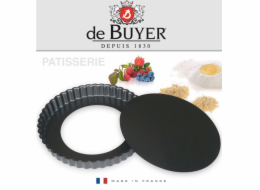 Forma na koláč de Buyer, 4706.28, kulatá, vroubkovaná, odnímatelné dno, železný materiál, průměr 28 cm