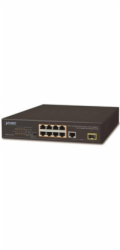 Planet FGSD-1011HP Planet FGSD-1011HP PoE switch, 8x 10/100 PoE, 1x TP + 1x SFP 1000Base-X, extend mód 10Mb, ESD, 802.3at 120W, fanless