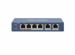 Hikvision DS-3E0106HP-E síťový přepínač Nespravované Fast Ethernet (10/100) Podpora napájení po Ethernetu (PoE) Modrá