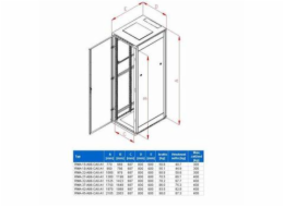 Triton 19   stojanový rozvaděč RMA 42U/800x600mm, 19   stojanový rozvaděč 42U/800x600mm prosklené dveře, IP20 nosnost 800kg světle š