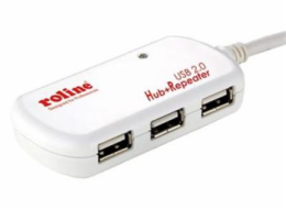 OEM USB hub 2.0 4 porty s aktivním prodlužovacím adaptérem 10m, bílý 12.04.1085