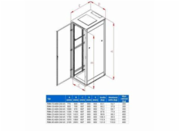 Rack Triton 19   stojanový 32U/800x900 prosklené dveře, šedý