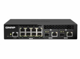 QNAP řízený switch QSW-M2108R-2C (8x 2,5GbE RJ45 a 2x kombo 10GbE SFP+/RJ-45, malá šířka)