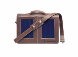 Brašna SunnyBag  Business Professional kožená, hnědá se solárním panelem