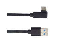 Kabel USB typ C/M - USB 3.0 A/M zahnutý konektor 90°, 1 m