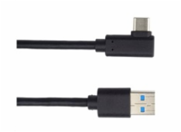 PREMIUMCORD Kabel USB typ C/M zahnutý konektor 90° - USB 3.0 A/M, 3m