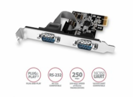 AXAGON PCEA-S2N, PCIe řadič - 2x sériový port (RS232) 250 kbps, vč. LP