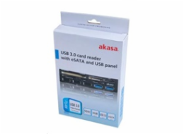 AKASA čtečka karet AK-ICR-17 do 3.5", 5-slotová, 3x USB 2.0, 2x USB 3.0, E-SATA