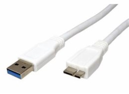 Kabel microUSB3.0 A-A SuperSpeed, propojovací, 2 m, bílý