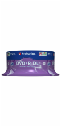 1x25 Verbatim DVD+R Double Layer 8x Speed, 8,5GB matny stribrna