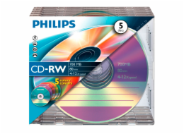 1x5 Philips CD-RW 80Min 700MB 4-12x SL Colour