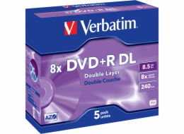 1x5 Verbatim DVD+R Double Layer 8x Speed, Jewel obal 8,5GB
