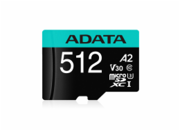 ADATA MicroSDXC karta 512GB Premier Pro UHS-I V30S (R:100/W:80 MB/s) + SD adaptér