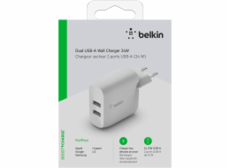 Belkin Dual USB-A nabijecka, 24W bila WCB002vfWH