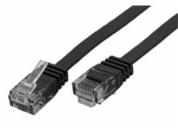 Patch kabel UTP cat 6, 1m plochý - černý