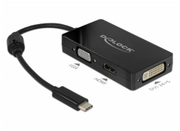 DeLOCK USB adaptér, USB-C zástrčka > VGA + HDMI + DVI zásuvka
