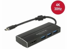 DeLOCK USB 3.2 Gen 1 hub, USB-C zástrčka > 3x USB-A zásuvka + HDMI zásuvka, USB hub