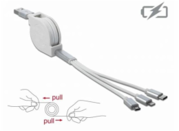 DeLOCK USB roll-up nabíjecí kabel, USB-A > Micro-USB + USB-C + Lightning