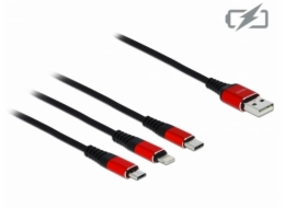 DeLOCK USB nabíjecí kabel, USB-A zástrčka > USB-C + Micro USB + Lightning zástrčka