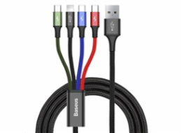 Baseus rychlý nabíjecí / datový kabel 4v1 Lightning + 2* USB-C + Micro USB 3,5A 1,2m, černá