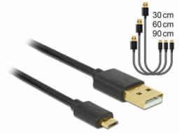DELOCK 83680 Delock Data and Fast Charging Cable USB 2.0 A-male>Micro-B-male,3 pieces set bla
