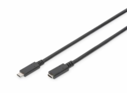 Digitus Prodlužovací kabel USB typu C, typ C samec/ samice , 0,7 m, Gen2, 5A, 10 GB, verze 3.1, CE, bl