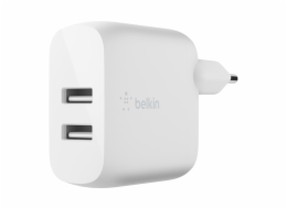Belkin Duální 24W USB-A nástěnná nabíječka, bílá