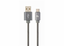 Gembird KAB051364 USB 2.0 AM na Type-C (AM/CM), 1m, šedý CABLEXPERT Kabel USB 2.0 AM na Type-C kabel (AM/CM), 1m, metalická spirála, šedý, blister, PREMIUM QUALITY