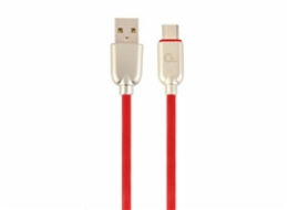 GEMBIRD Kabel USB 2.0 AM na Type-C kabel (AM/CM), 1m, pogumovaný, červený, blister, PREMIUM QUALITY