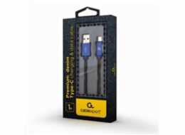 GEMBIRD Kabel USB 2.0 AM na Type-C kabel (AM/CM), 1m, opletený, jeans, blister, PREMIUM QUALITY