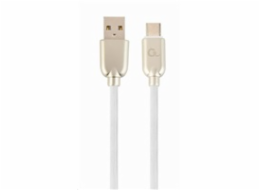 GEMBIRD Kabel CABLEXPERT USB 2.0 AM na Type-C kabel (AM/CM), 1m, pogumovaný, bílý, blister, PREMIUM QUALITY