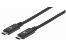 Manhattan USB-C kabel, USB 3.1 Gen 2, USB-C Male na USB-C Male, 10 Gbps, 5 A, 1m, černá