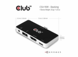 Club3D Multiport USB-C 3.1 na 3x HDMI 2.0b + 1 USB 2.0 + USB-C charge + audio jack female