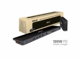 Club3D dokovací stanice USB-C 3.2 s napájecím adaptérem Triple Dynamic PD, 100 W