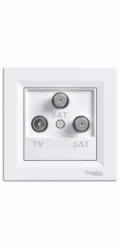 Asfora - Zásuvka TV-SAT-SAT, koncová - 1 dB - bílá