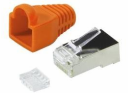 LogiLink RJ45 CAT.6 FTP zástrčka s krytem, oranžová 100 ks (MP0022O)