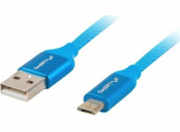 Lanberg CA-USBM-20CU-0010-BL Micro USB M na USB-A M 2.0, 1m LANBERG Micro USB (M) na USB-A (M) 2.0 kabel 1m, modrý, rychlé nabíjení 3.0