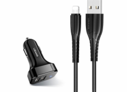 Usams nabíječka USAMS Load. sám. 2xUSB C13 2,1A microUSB černá / černá NTU35MC13TZ