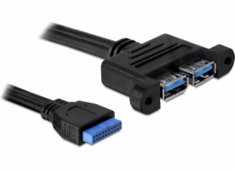 USB 3.2 Gen 1 Kabel, Pin Header 19 Pin Buchse > 2x USB-A Buchse, zum Einbau